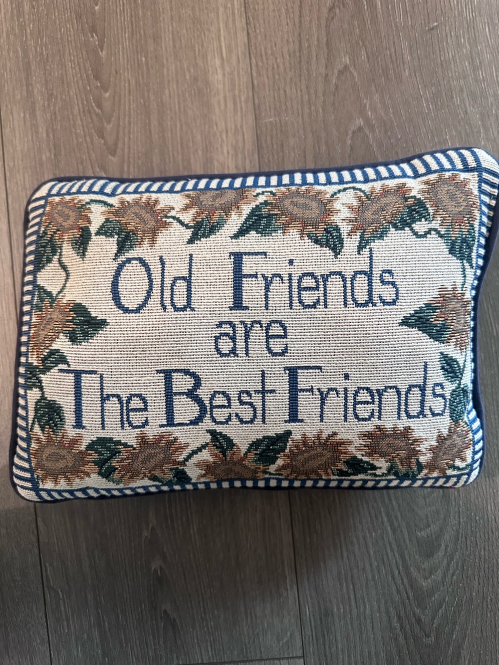 Vintage Old Friends are the Best Friends Floral Tapestry Pillow Granny Core